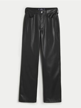 HOLLISTER - Ultra High-Rise Vegan Leather Dad Pants, Long